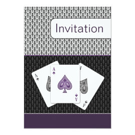 Three Aces Purple Vegas Wedding Invitations 